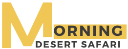 Morning Desert Safari's logo with a large gold 'M' and black text on a white background, indicating premium desert adventures.